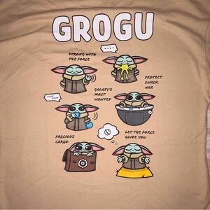 Disney Parks Star Wars Grogu tan comic shirt S NWT